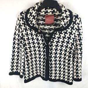 525 America Black And White Houndstooth Button Down Cardigan Sweater Sz M